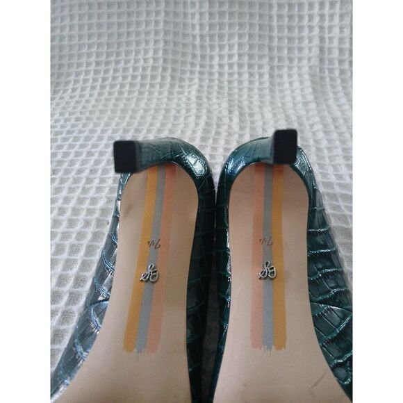 SAM EDELMAN Womens Green Crocodile Arch Support Breathable Padded Heels - Picture 7 of 8